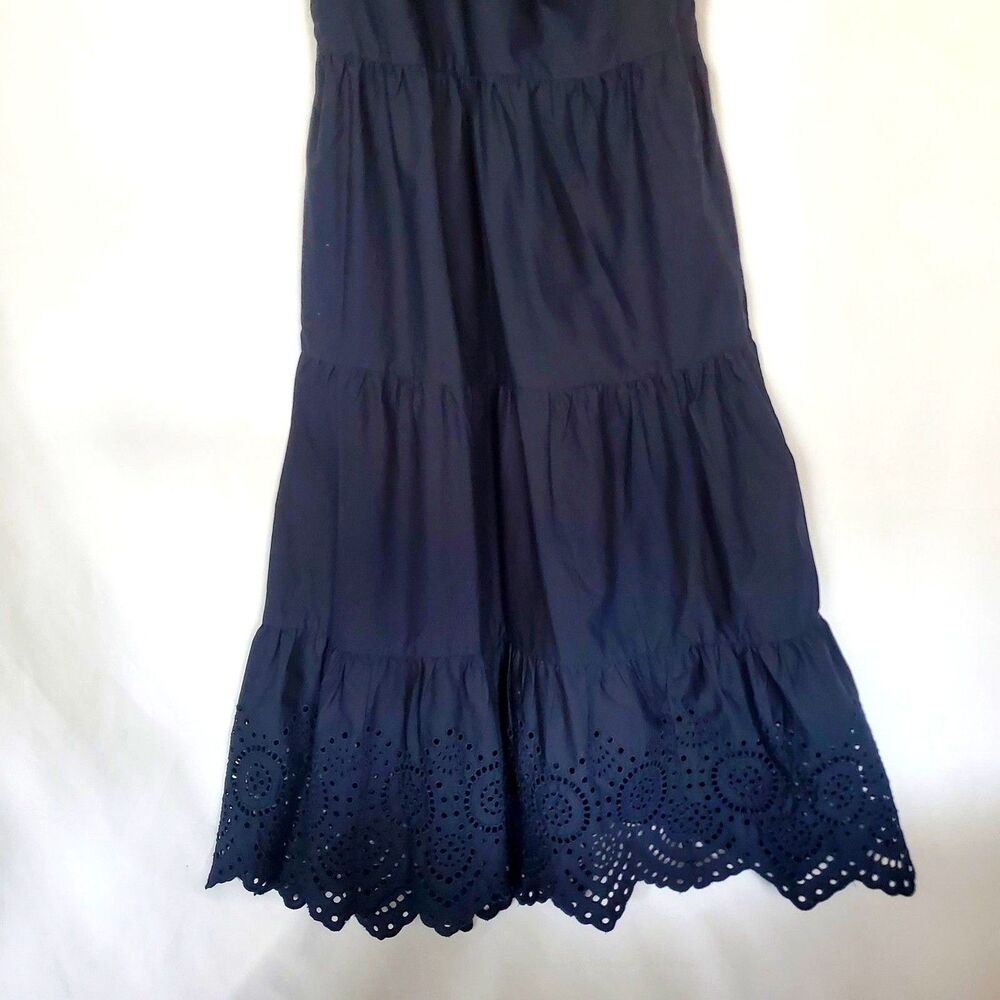 Gap Women's Maxi Dress Size 4 Navy Blue One Shoulder Cotton Poplin Lined - Picture 5 of 9